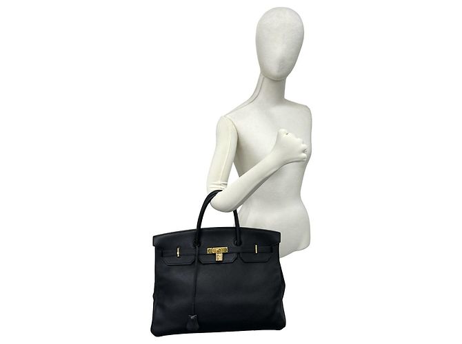 Hermès Hermes Birkin 40 Tote Bag aus schwarzem Ardennes-Leder - Ansicht 2