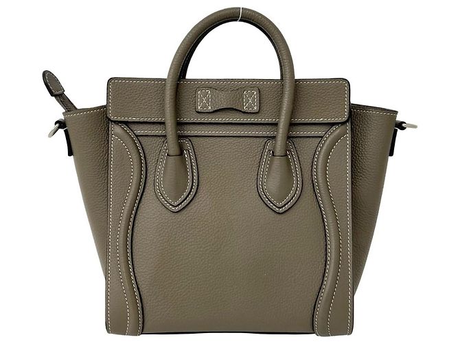 Céline Bolsa Celine Luggage Nano em couro de bezerro Gray - vista 3