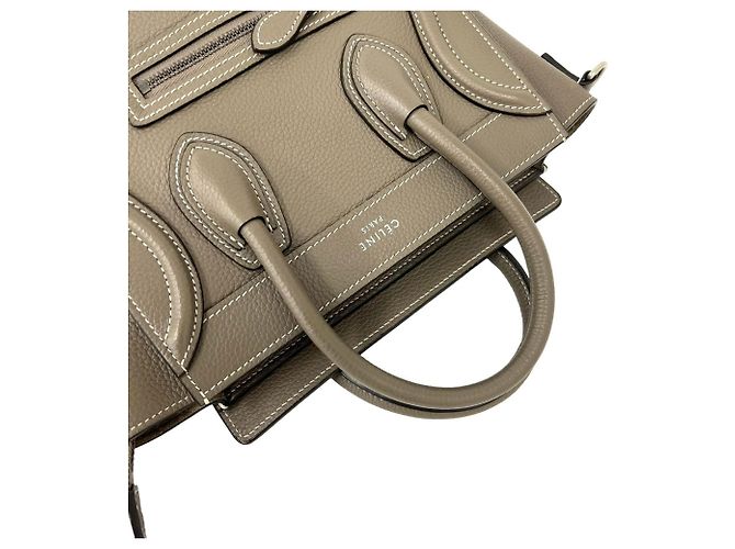 Céline Bolsa Celine Luggage Nano em couro de bezerro Gray - vista 4