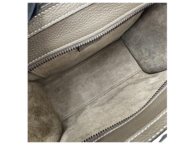 Céline Bolsa Celine Luggage Nano em couro de bezerro Gray - vista 9