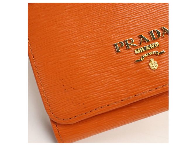 Carteira Prada Tri-fold em Orange - vista 7