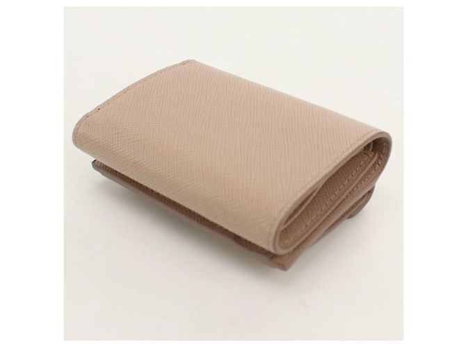 Portafoglio Prada a tre scomparti in pelle beige - vista 2