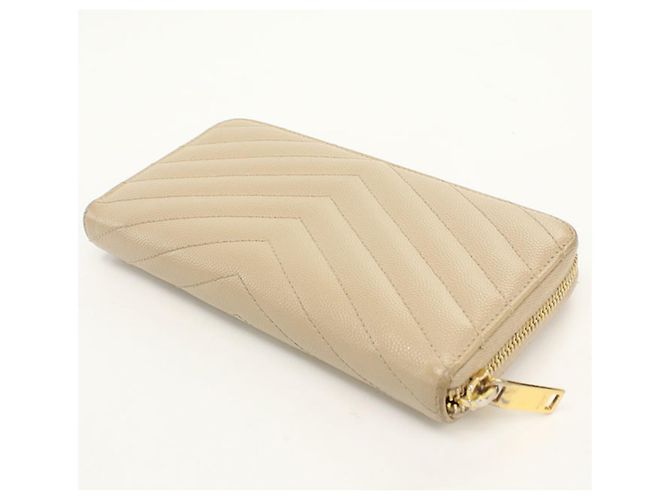 Autre Marque Cartera larga Saint Laurent de piel beige - vista 2