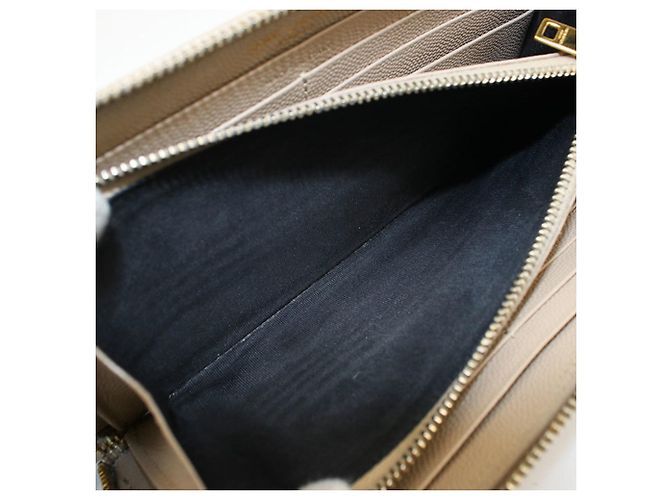 Autre Marque Cartera larga Saint Laurent de piel beige - vista 4