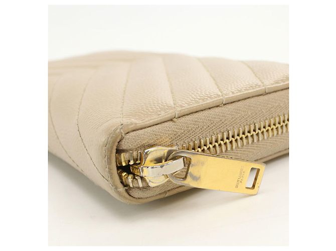 Autre Marque Cartera larga Saint Laurent de piel beige - vista 7