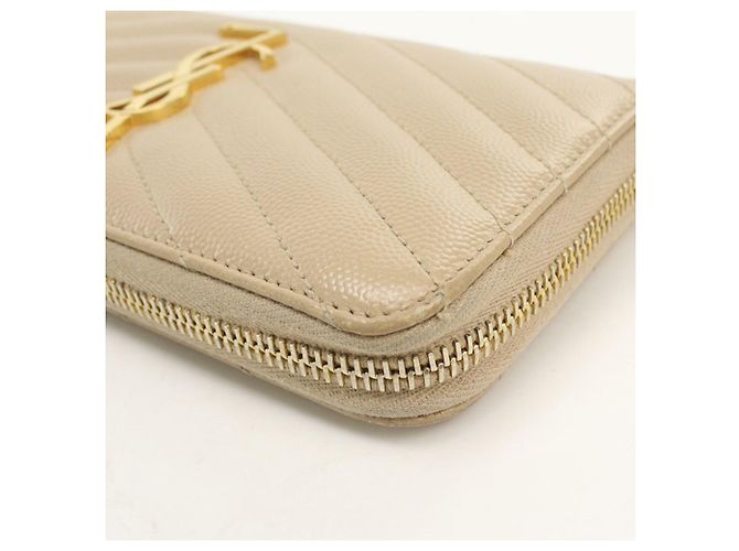Autre Marque Cartera larga Saint Laurent de piel beige - vista 8