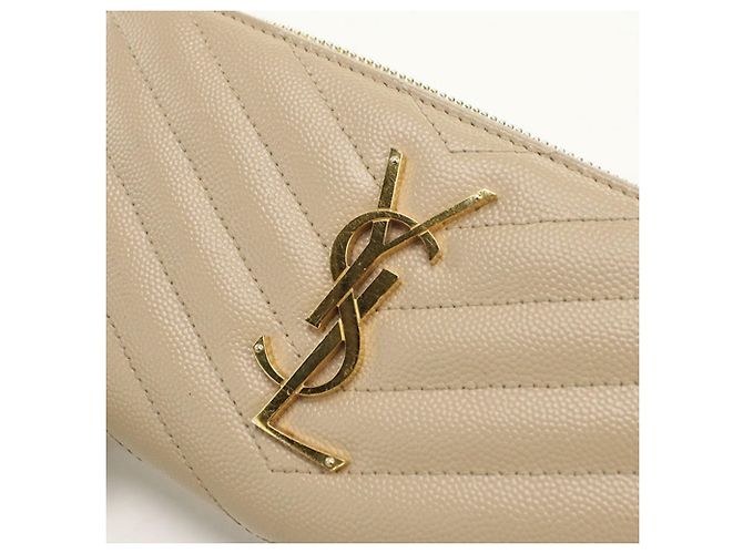 Autre Marque Cartera larga Saint Laurent de piel beige - vista 9