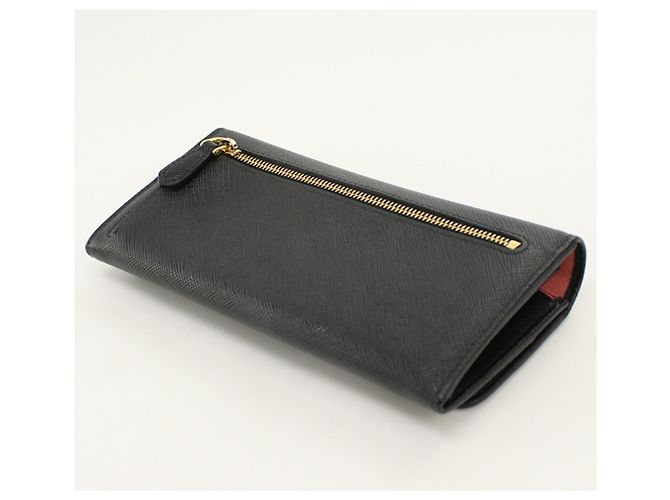 Prada Black Calfskin Bi-fold Long Wallet - Ansicht 2