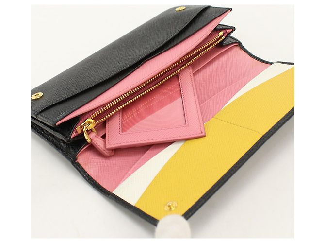 Prada Black Calfskin Bi-fold Long Wallet - Ansicht 3