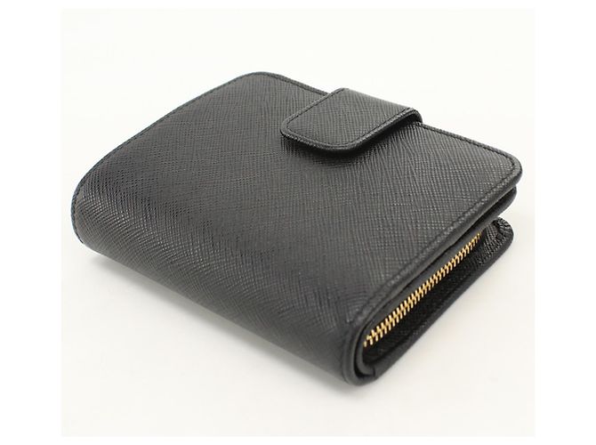 Cartera bi-fold Prada en piel de becerro negra - vista 2