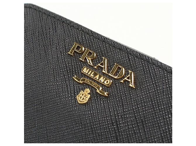 Cartera bi-fold Prada en piel de becerro negra - vista 6