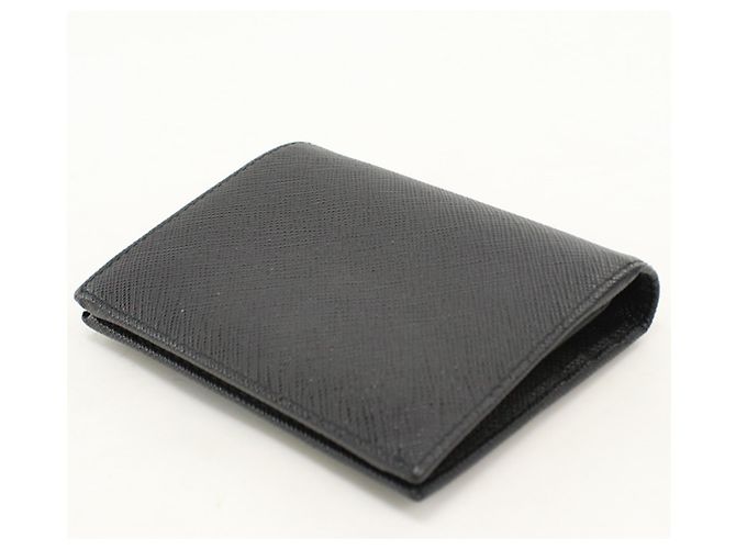 Saffiano Carteira Bi-Fold Prada em couro de bezerro preto - vista 2