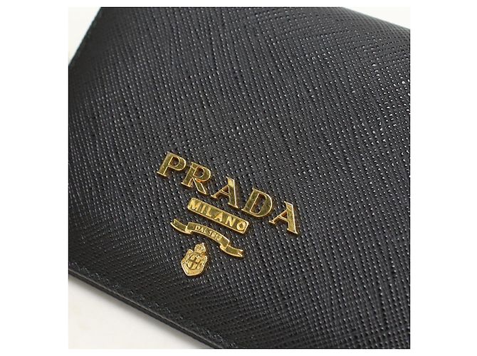 Saffiano Carteira Bi-Fold Prada em couro de bezerro preto - vista 6