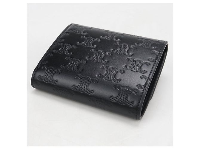 Triomphe Céline Portafoglio Tri-fold Celine in pelle nera - vista 2