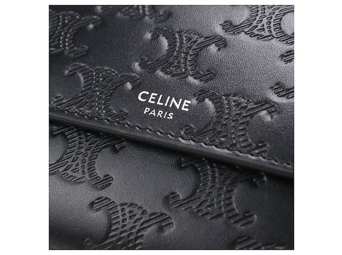 Triomphe Céline Portafoglio Tri-fold Celine in pelle nera - vista 8