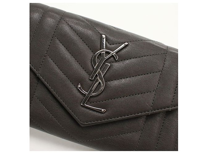 Autre Marque Portafoglio lungo bi-fold Saint Laurent Grigio - vista 9