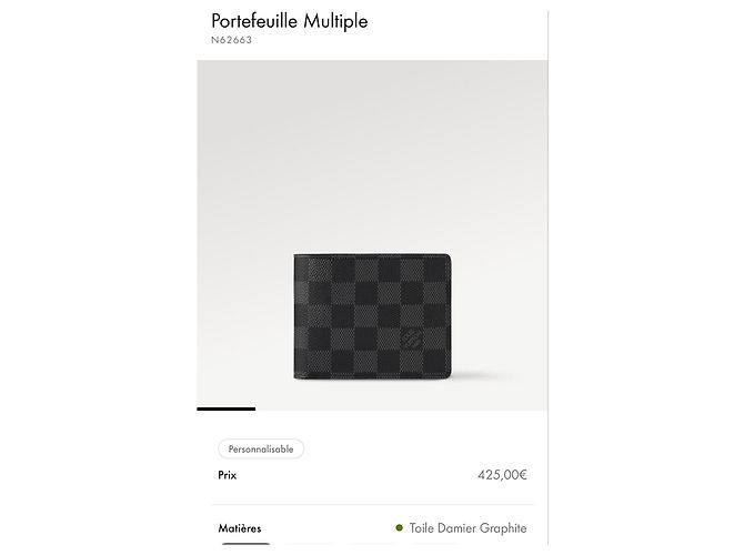 Louis Vuitton Portafoglio Multiple in tela Damier Graphite - vista 19
