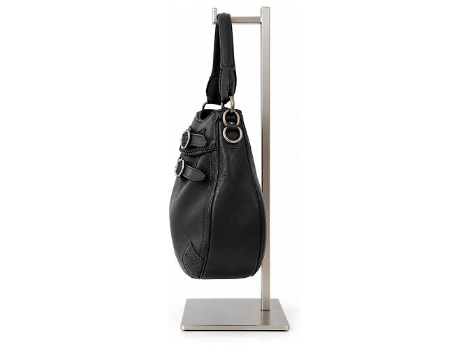 Borsa Hobo Burberry Waltham in pelle martellata nera - vista 3