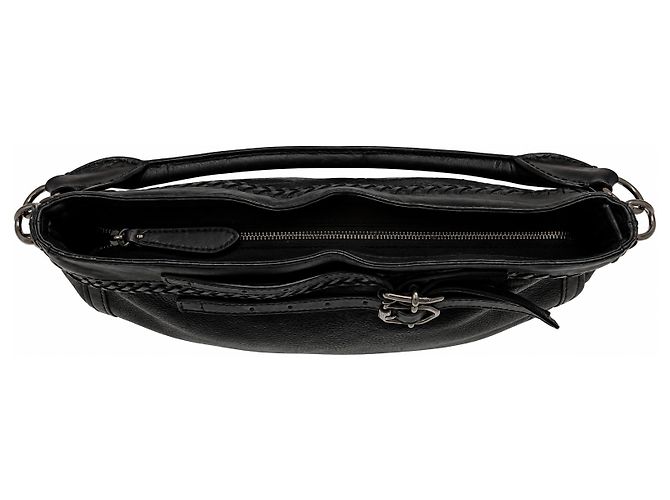 Borsa Hobo Burberry Waltham in pelle martellata nera - vista 8