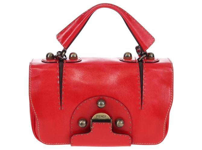 Selleria FENDI Handtasche aus Leder 2way rot goldfarben 8BN199 - Ansicht 13