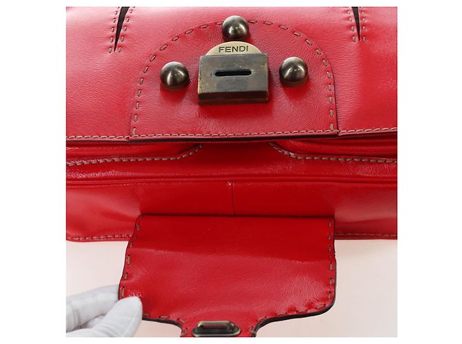 Selleria FENDI Handtasche aus Leder 2way rot goldfarben 8BN199 - Ansicht 22