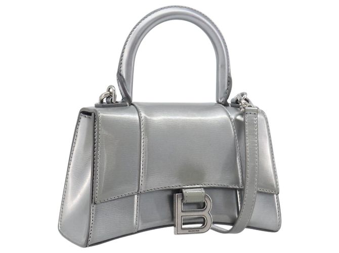 Hourglass Borsa Balenciaga Hour Glass in pelle 2way Silver 592833 - vista 26