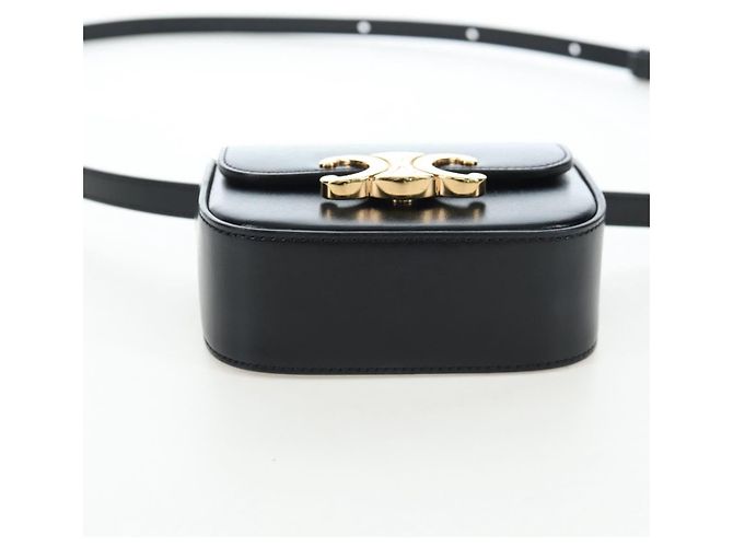 Céline CELINE Triomphe Shoulder Pouch Leather Black Gold - vue 10