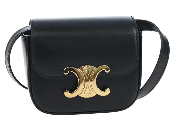 Céline CELINE Triomphe Shoulder Pouch Leather Black Gold - vue 2