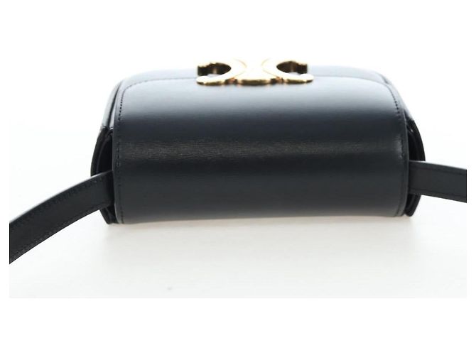 Céline CELINE Triomphe Shoulder Pouch Leather Black Gold - vue 6