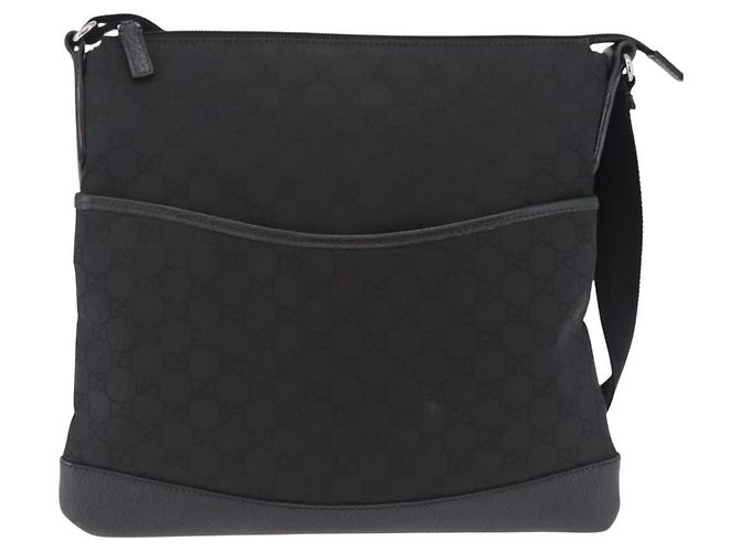 Borsa a tracolla GUCCI GG Canvas Outlet Nero Argento 374414 - vista 2