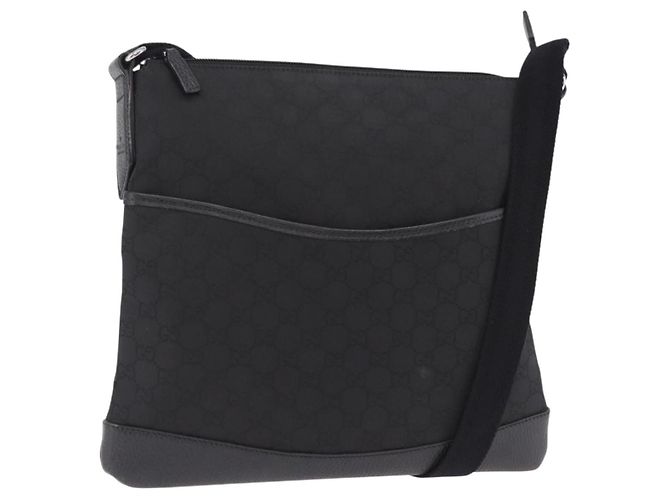 Borsa a tracolla GUCCI GG Canvas Outlet Nero Argento 374414 - vista 27
