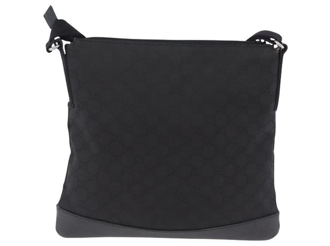 Borsa a tracolla GUCCI GG Canvas Outlet Nero Argento 374414 - vista 3