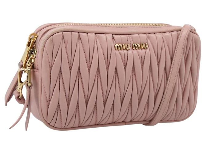 Borsa a tracolla Miu Miu Matelassé in pelle rosa e oro - vista 27