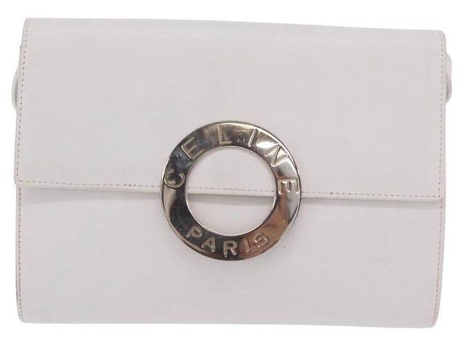 Edge Céline CELINE Circle Shoulder Bag Leather White Silver - view 2