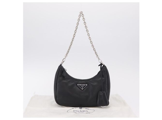 Re-Edition Bolso de hombro PRADA de piel negro plata 1BH204 - vista 12