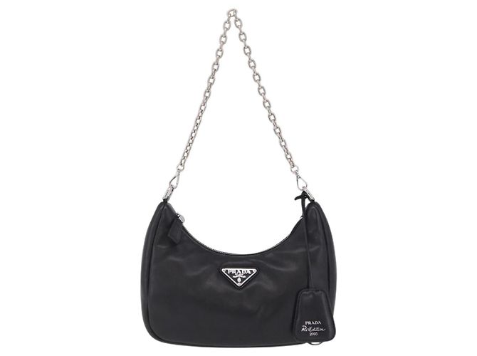 Re-Edition Bolso de hombro PRADA de piel negro plata 1BH204 - vista 13