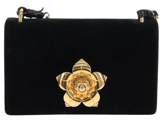 Sac à épaule à chaîne PRADA Velours Noir Or - vue 13