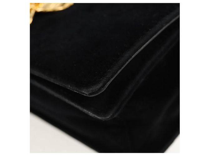 Sac à épaule à chaîne PRADA Velours Noir Or - vue 15