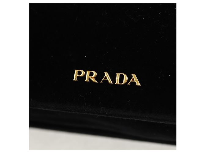 Sac à épaule à chaîne PRADA Velours Noir Or - vue 18