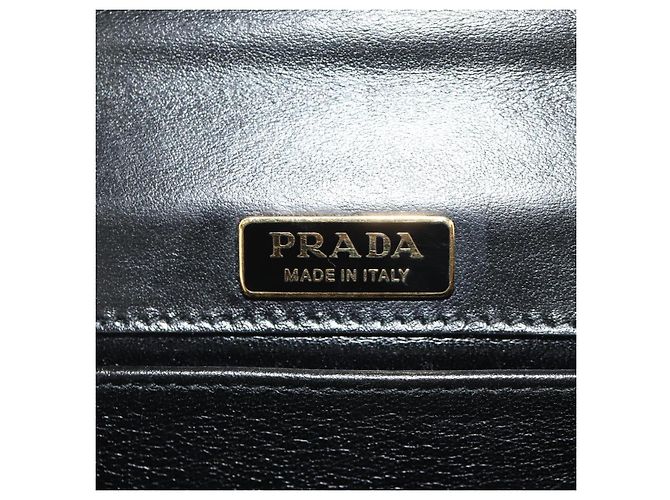 Sac à épaule à chaîne PRADA Velours Noir Or - vue 23