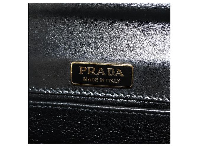 Sac à épaule à chaîne PRADA Velours Noir Or - vue 26