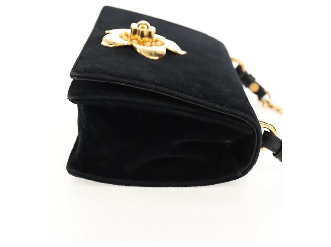 Sac à épaule à chaîne PRADA Velours Noir Or - vue 4