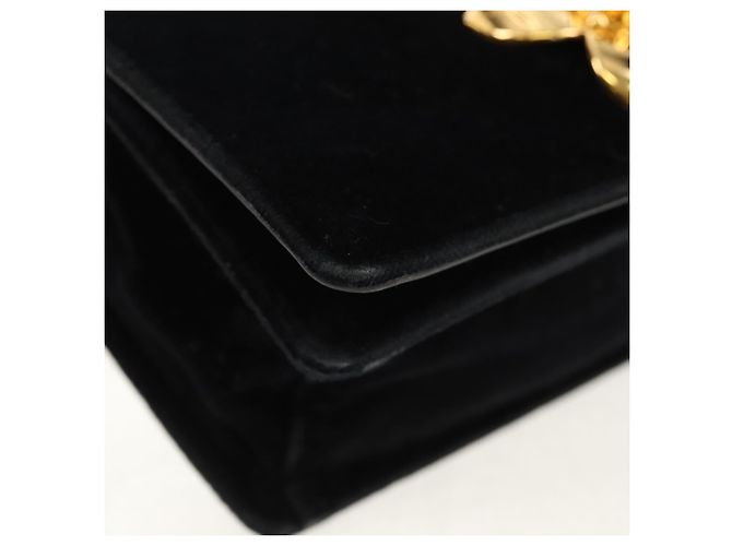 Sac à épaule à chaîne PRADA Velours Noir Or - vue 9