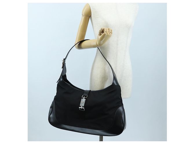 GUCCI Jackie Schultertasche Nylon Schwarz Silber 019 0337 - Ansicht 25