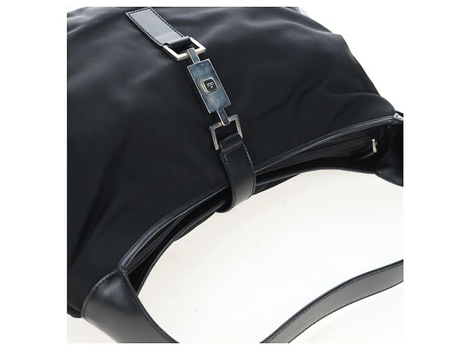 GUCCI Jackie Schultertasche Nylon Schwarz Silber 019 0337 - Ansicht 6