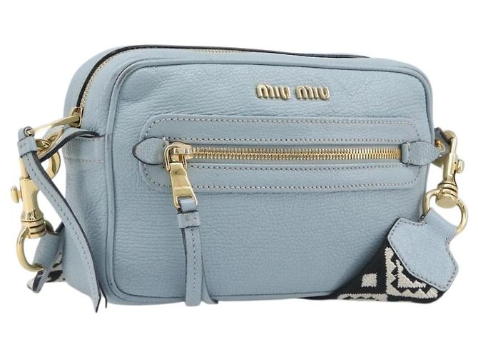 Borsa a tracolla Miu Miu Madras in pelle azzurro e oro - vista 29