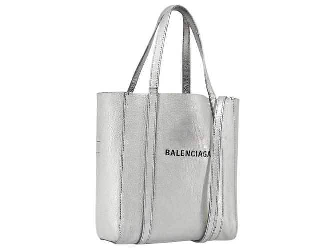 Borsa Balenciaga Everyday Tote XXS in pelle 2way argento 551815 - vista 33