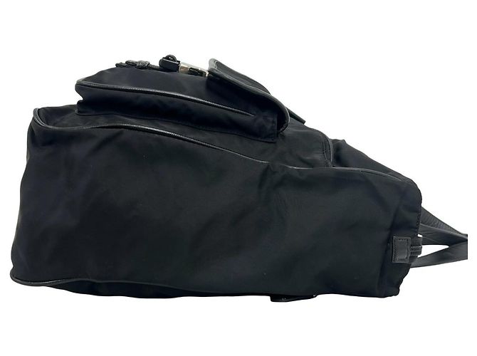 Bolsa de ombro Prada em nylon e couro com logo triângulo - vista 6