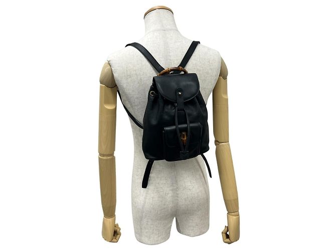 Gucci Vintage Bamboo Leather Backpack - view 2