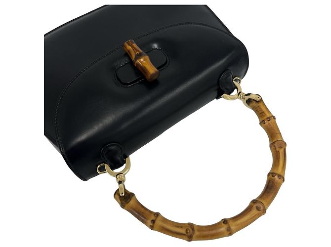 GUCCI Vintage Bamboo Leder 2-Way Schultertasche - Ansicht 4